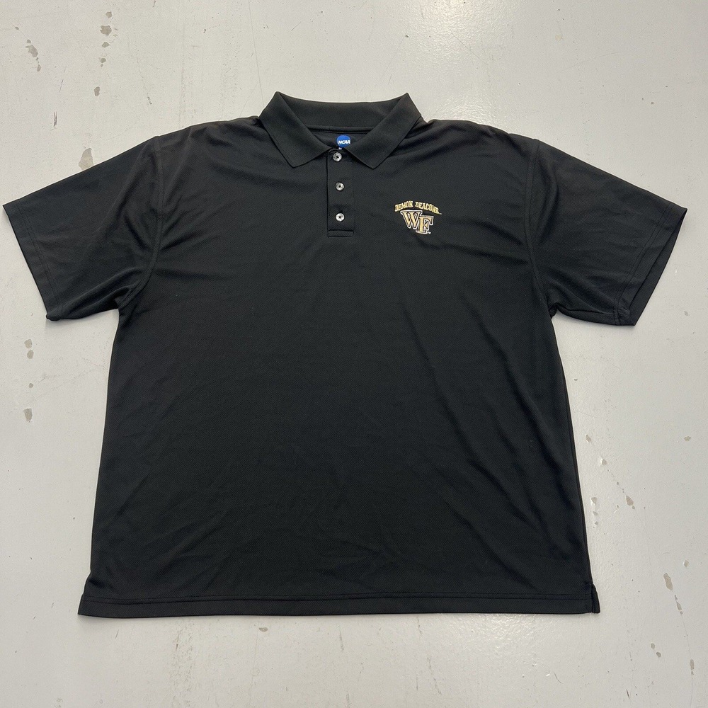 NCAA Wake Forest Demon Deacons Mens XL Black Performance Polo Shirt Short Sleeve